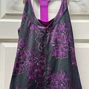 The North Face Black Tank Top with Pink Floral Pattern
